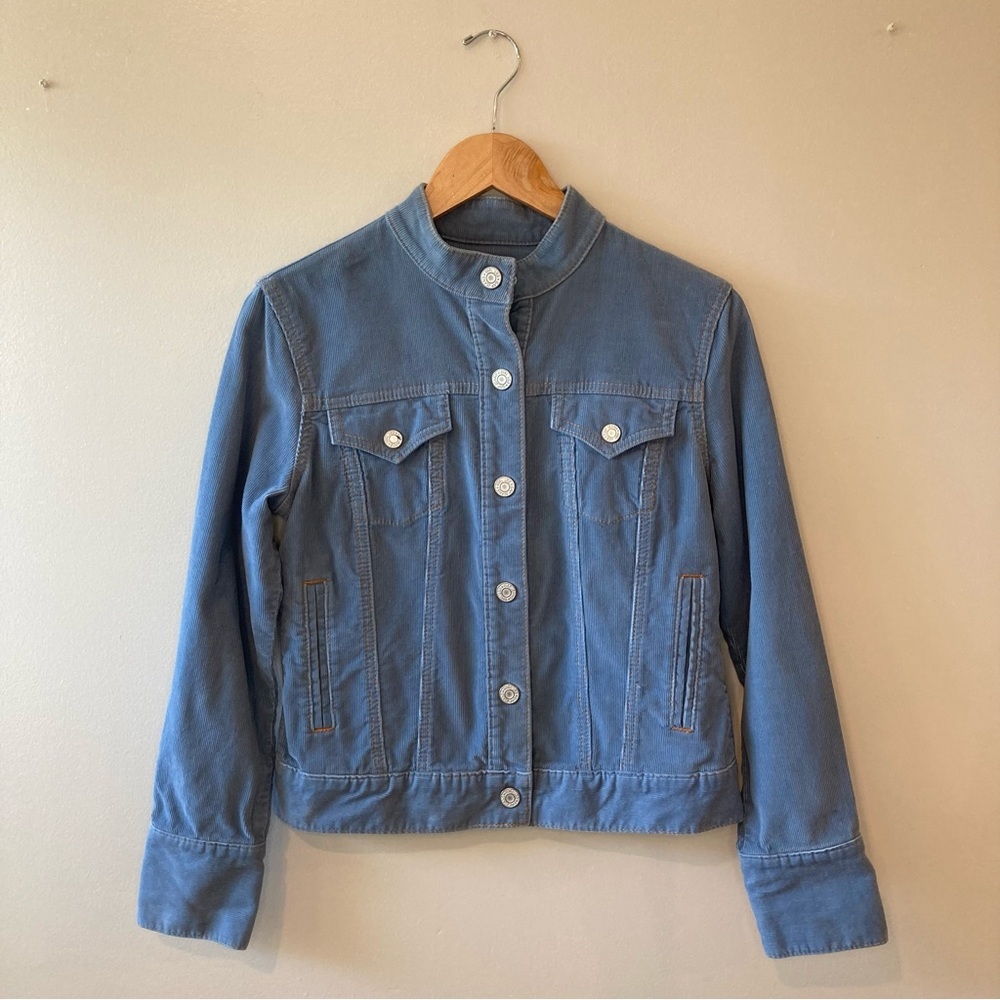 Vintage y2k 2003 Gap Corduroy Jacket cornflower blue Snap Down Western Small